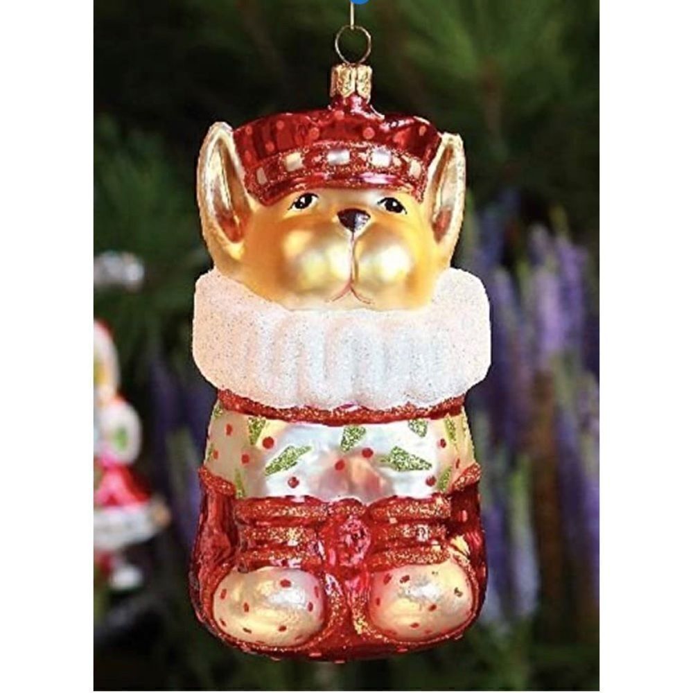 Patience Brewster French Bulldog Glass Ornament - Krinkles Christmas Décor NIB